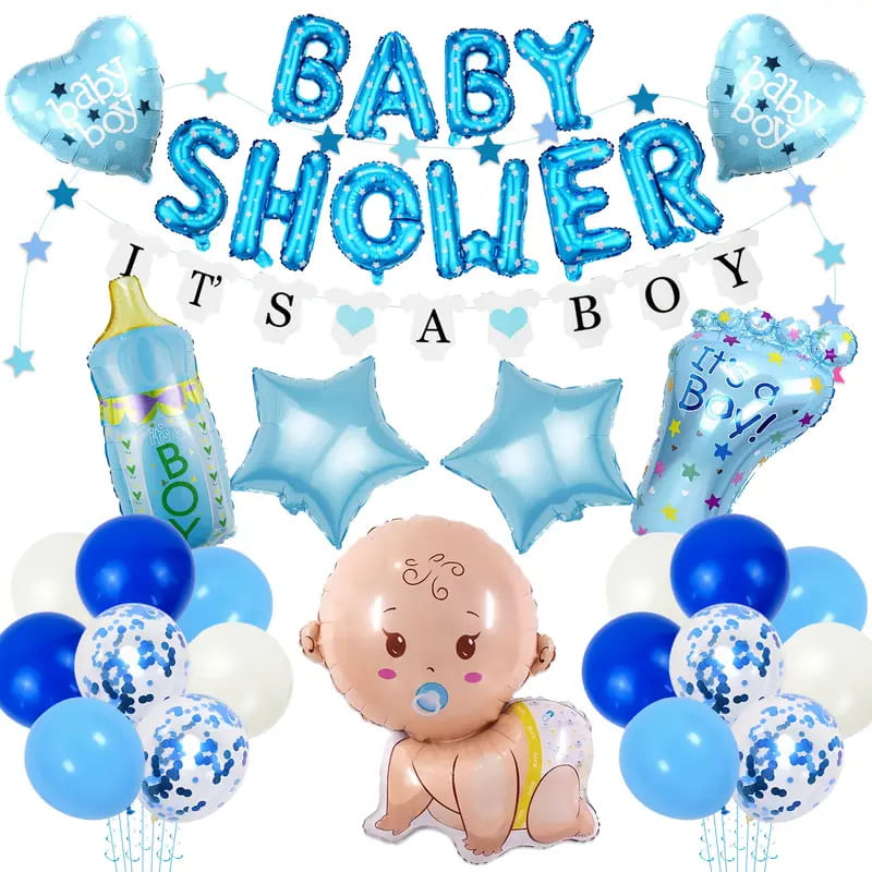 Kit De Decoração Para Chá De Bebê It's A Boy, 23 Unidades | Balão Metalizado