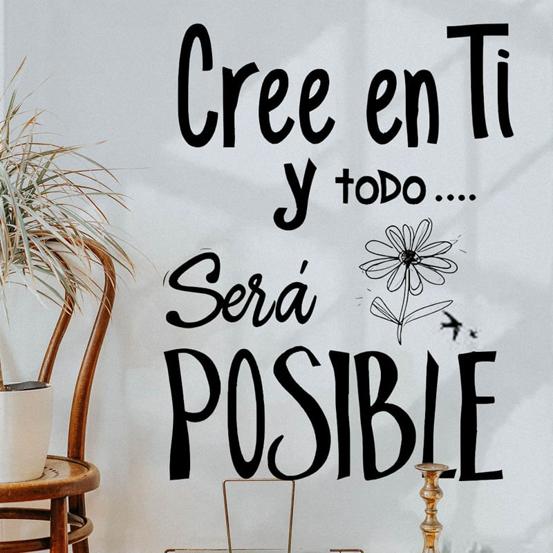 Decalque De Parede Creer En Ti Y Todo Será Possible Pvc 30x60cm