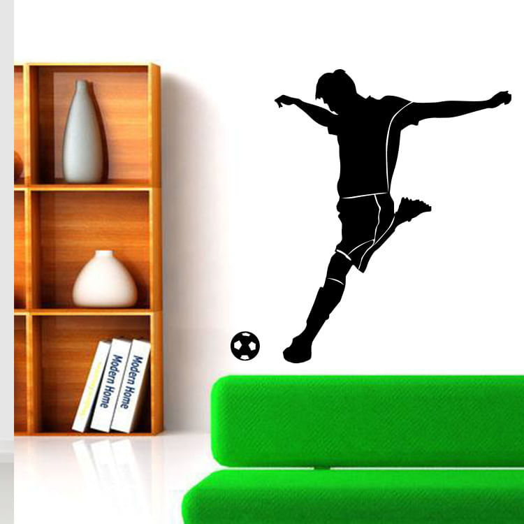 Adesivos De Parede Soccer Player Dynamic Football Kick Silhouette
