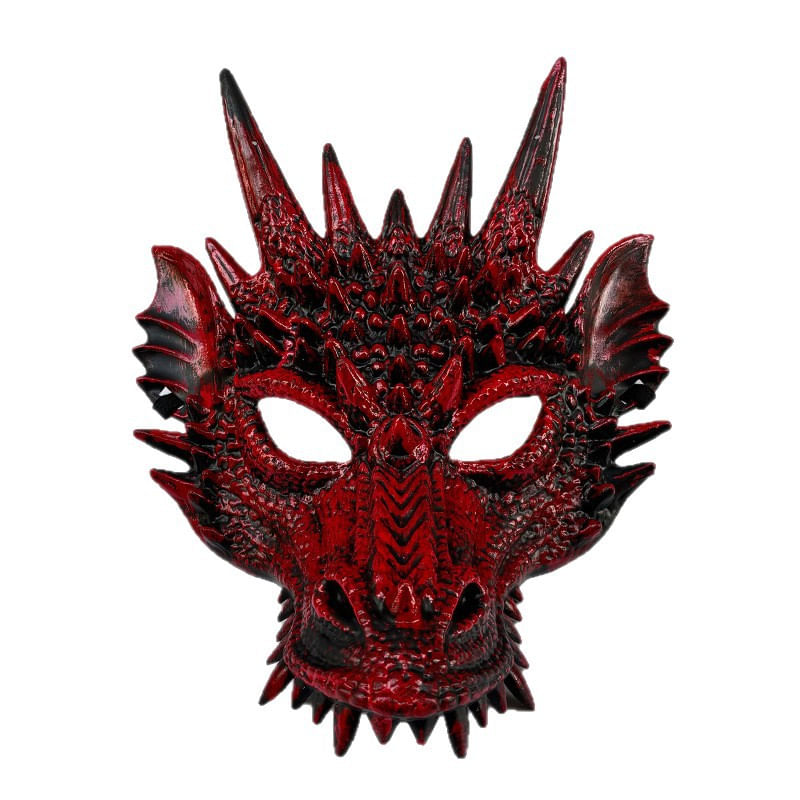 Máscara Red Dragon Full Face Pvc, Adereço De Fantasia 28x21cm Para Adultos