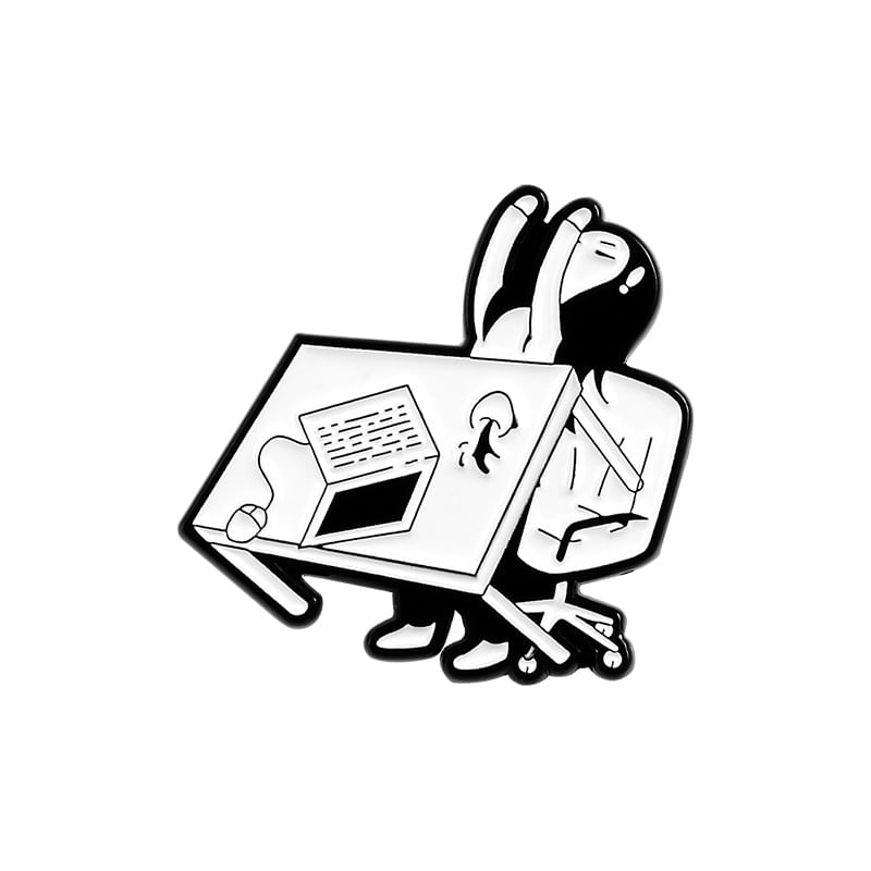 Broche Pin Funny Work Stress Alloy Enamel Lapel Badge