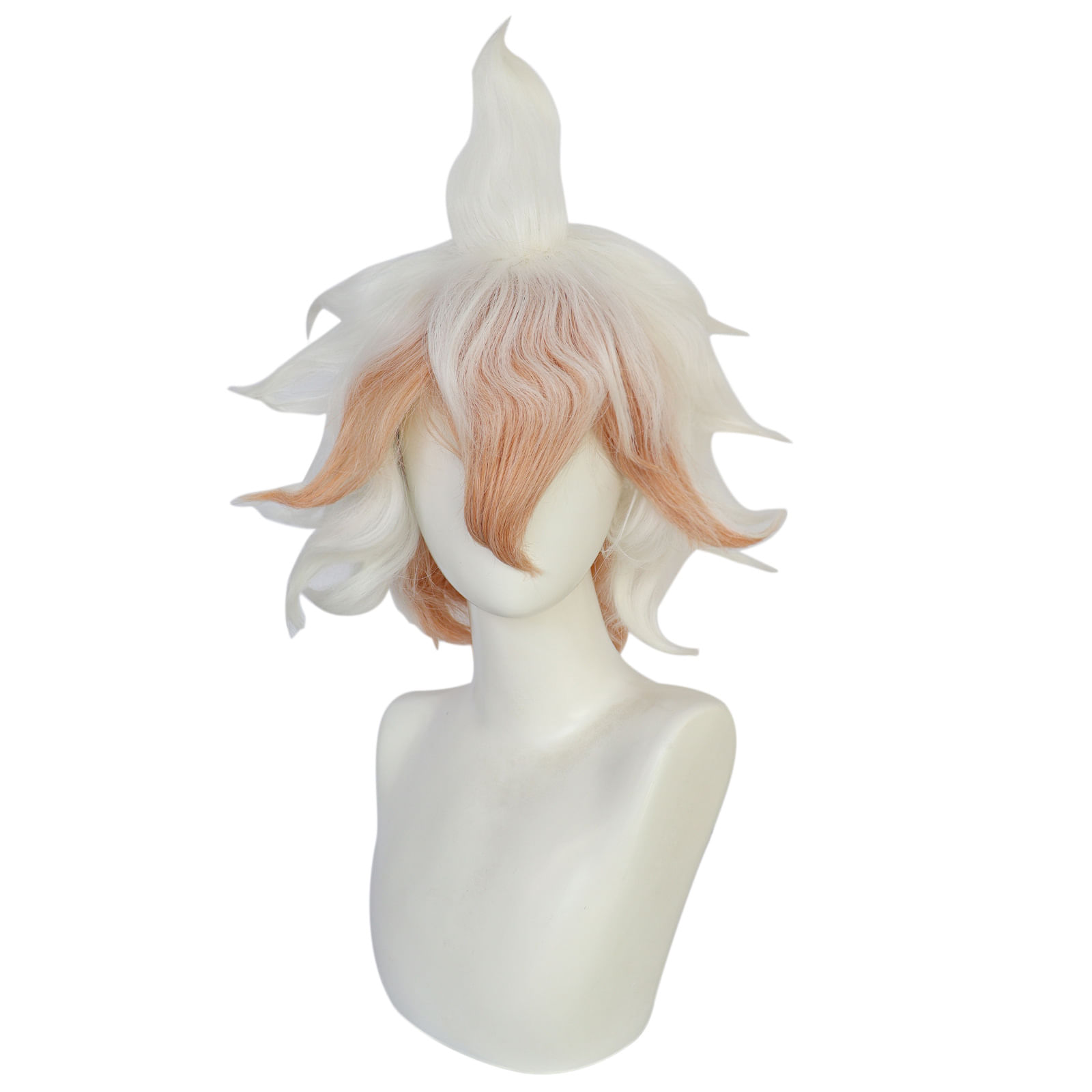 Peruca De Cosplay Rosa E Branca Com Gradiente De 30 Cm Com Estilo Espetado