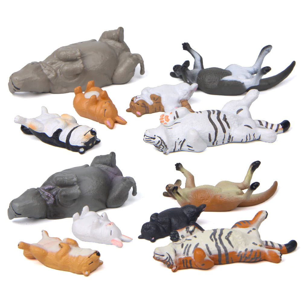 Conjunto De Esculturas De Jardim Em Pvc Sleeping Animals 12 Peças
