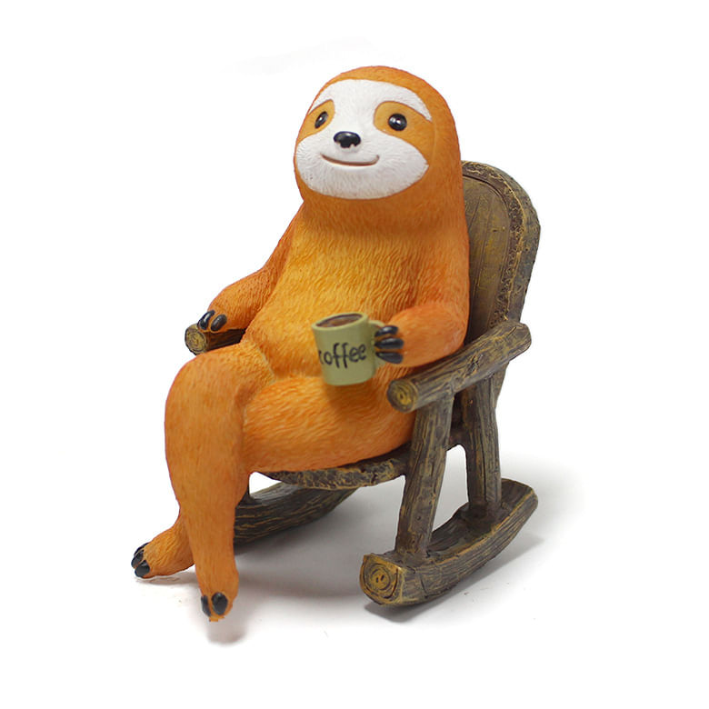 Cadeira De Balanço Relaxed Sloth Para Decoração De Jardim Em Resina
