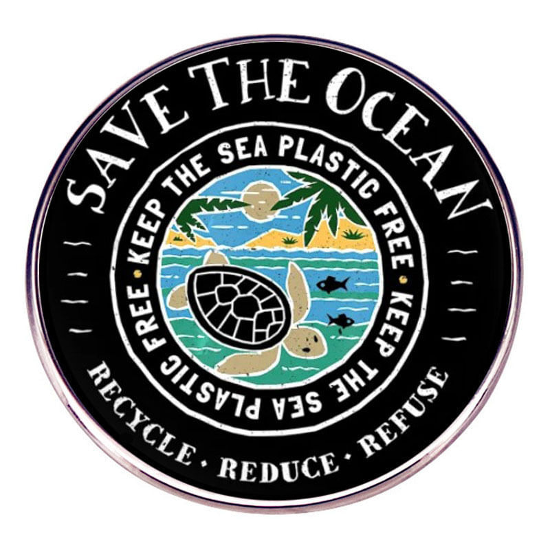 Brooch Pin Save The Ocean Sea Turtle Consciência Ambiental