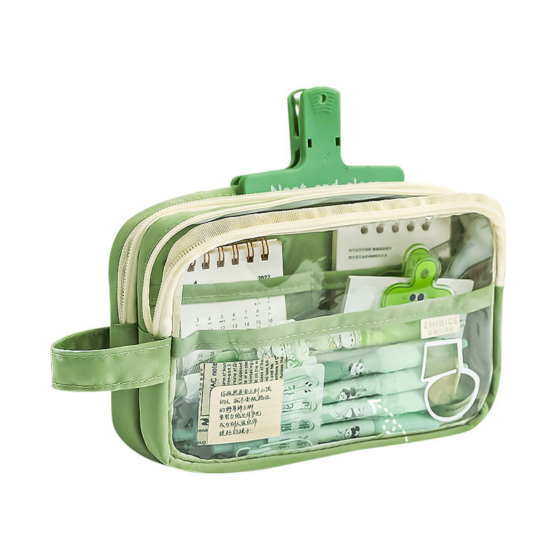 Estojo De Lápis, Lindo, Com Cordão, Verde, Tecido De Grande Capacidade