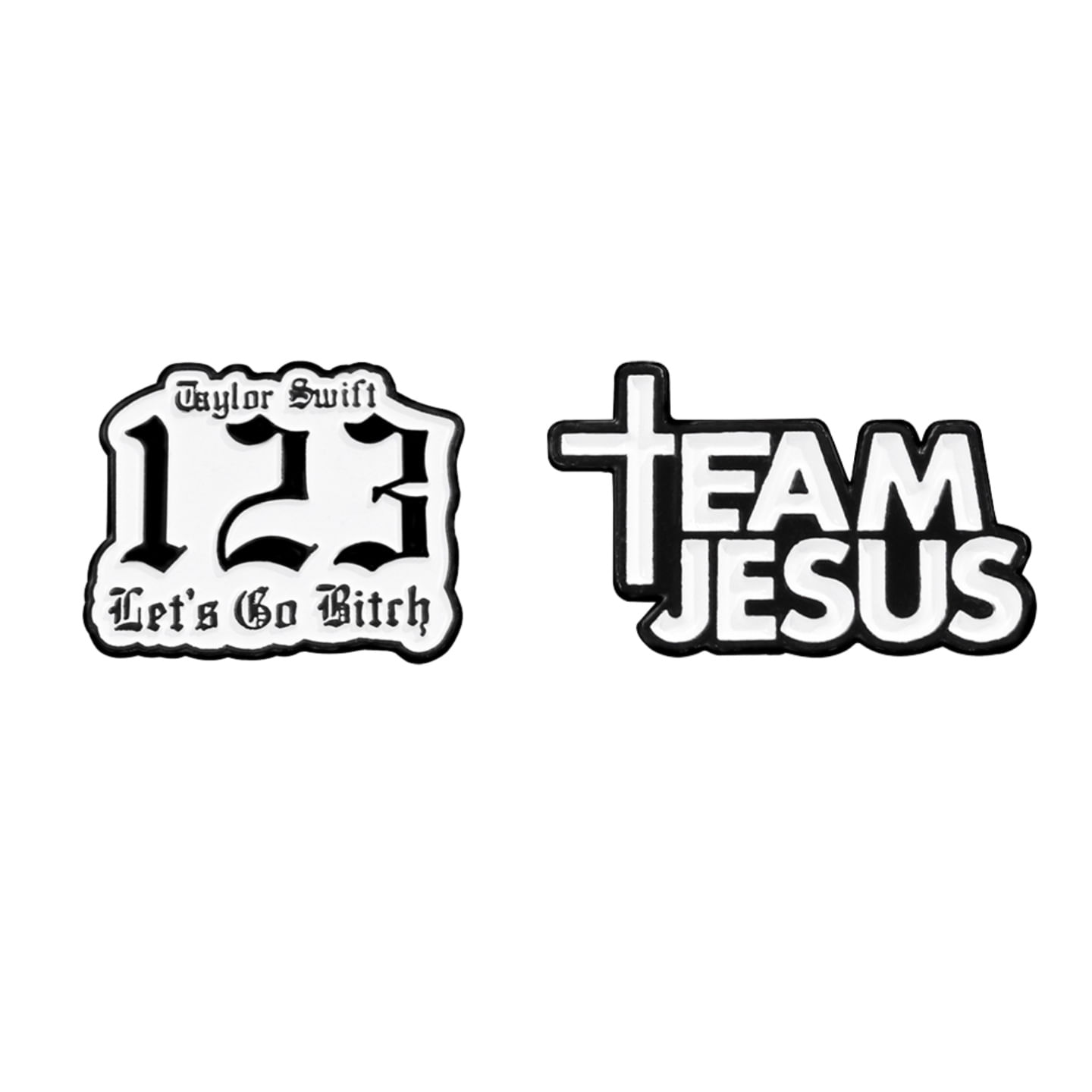 Brooch Pins Set Creative Letter Funny Quote &amp; Cross Team