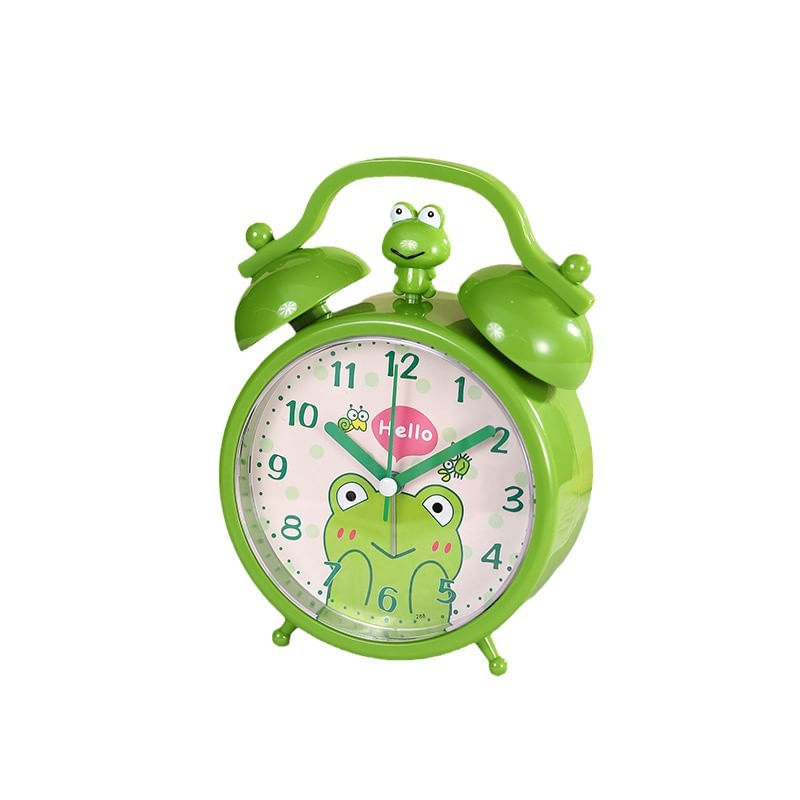Despertador Cute Frog Design Twin Bell Silent Quartz Kids