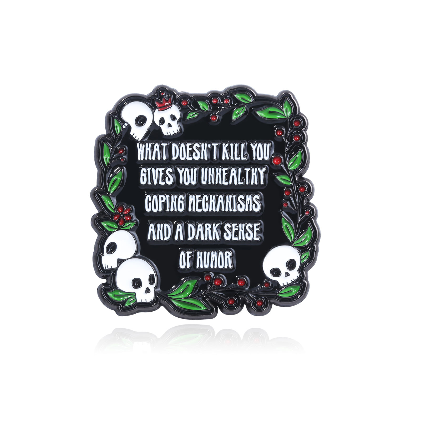 Brooch Pins Gothic Skull Quote Dark Humor Letter Design