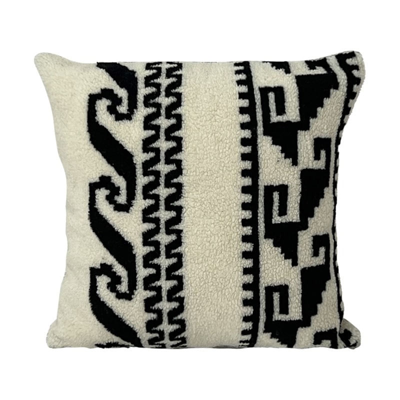 Capa De Travesseiro Preta E Branca Com Padrão De Nuvem, Pelúcia Semelhante A Lã