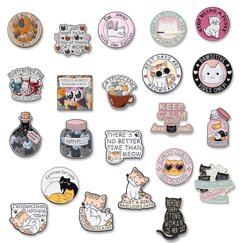 Conjunto De Alfinetes De Broche Cartoon Cat Cute Kitty Lapel Badge
