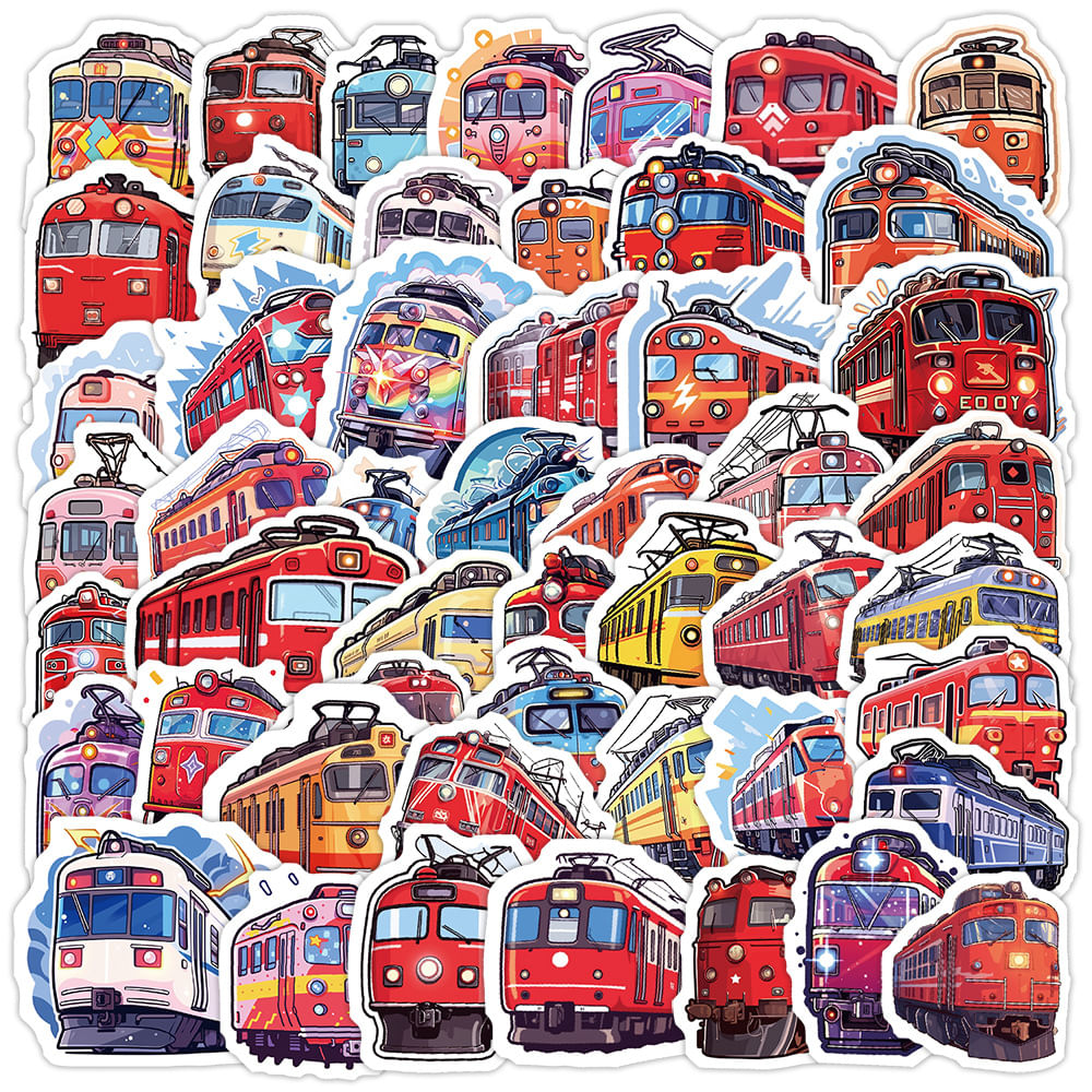 Pacote De Adesivos Train Engine, 50 Unidades De Vinil Colorido Para Locomotivas