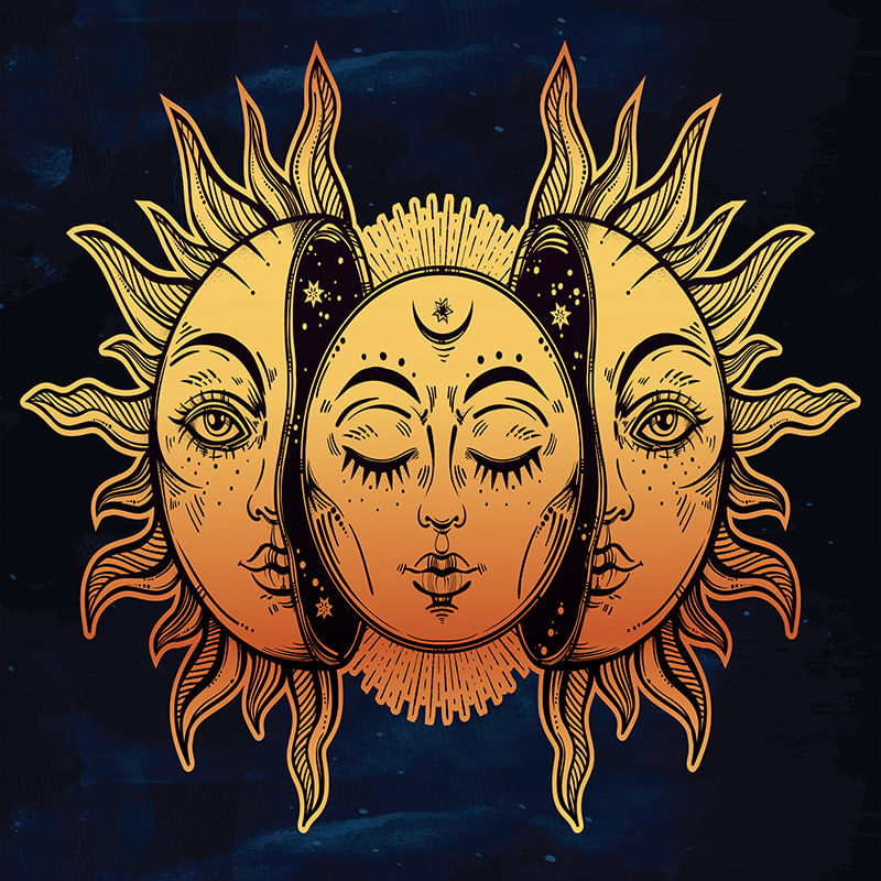 Tapeçaria Sol E Lua Mandala Flanela 130x150cm