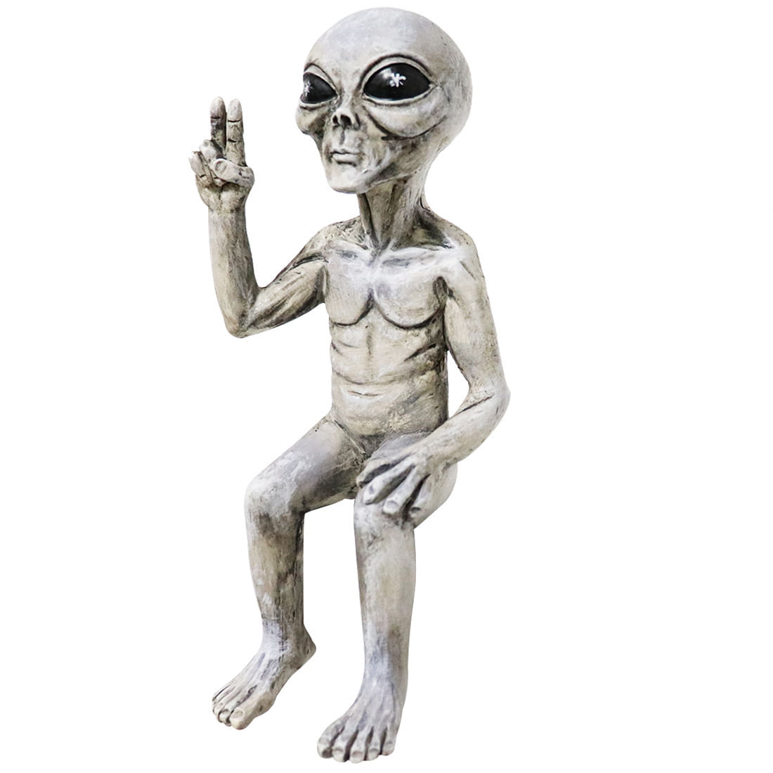 Escultura De Decoração De Jardim Alien Ufo Resin 15,5 Cm