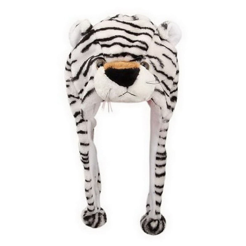 Chapéu White Tiger Plush Neck Guard Para Adultos E Crianças
