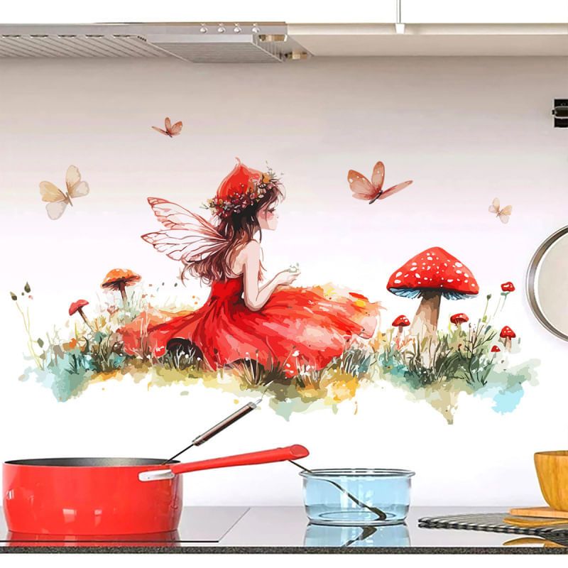 Adesivos De Parede Fairy And Butterfly Cartoon Garden Design