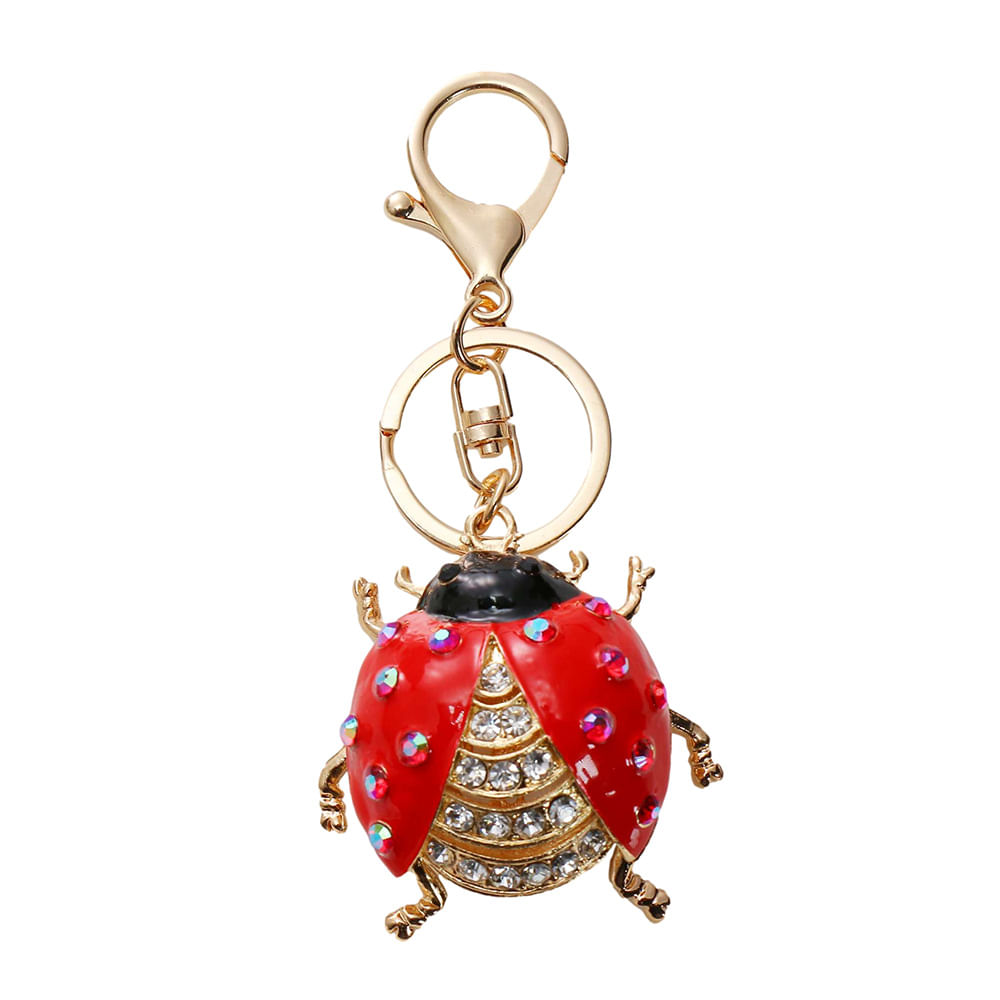 Chaveiro Creative Rhinestone Ladybug Red Beetle Design