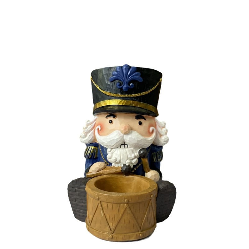 Design De Tambor De Desenho Animado Flowerpot Nutcracker Soldier Resin