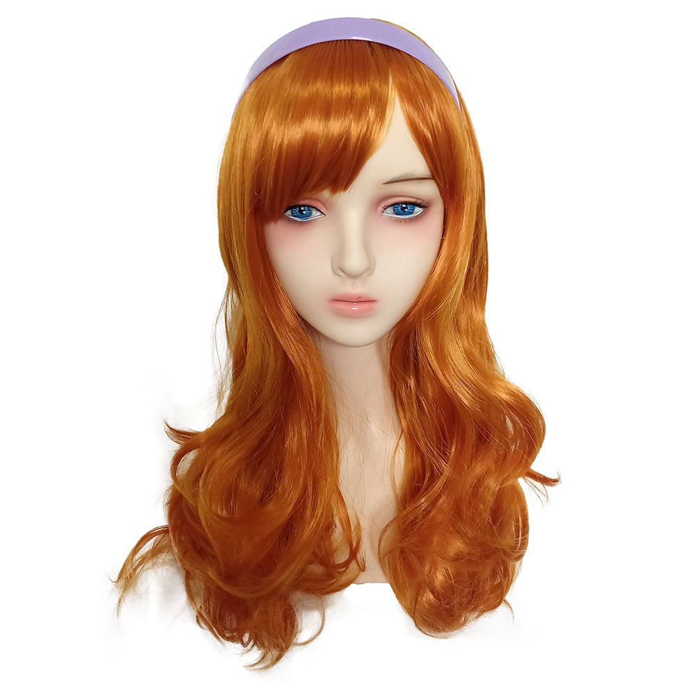 Peruca De Cosplay Scooby-doo Daphne, Cabelo Laranja Comprido Com Bandana