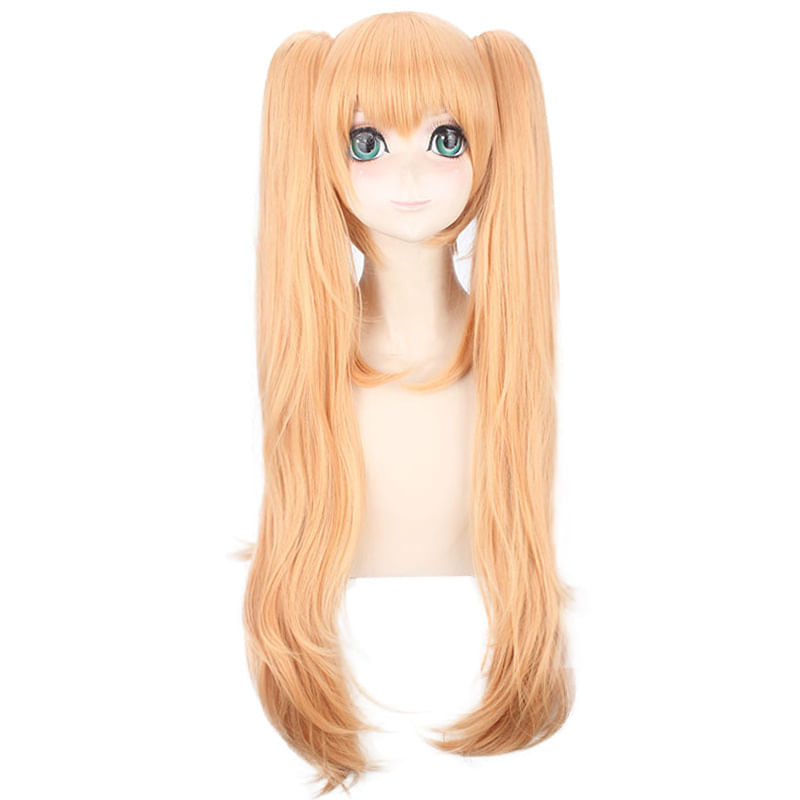 Peruca De Cosplay Longa, Loira, Com Rabos De Cavalo Duplos, 30 Cm Com 80 Cm De Extensão