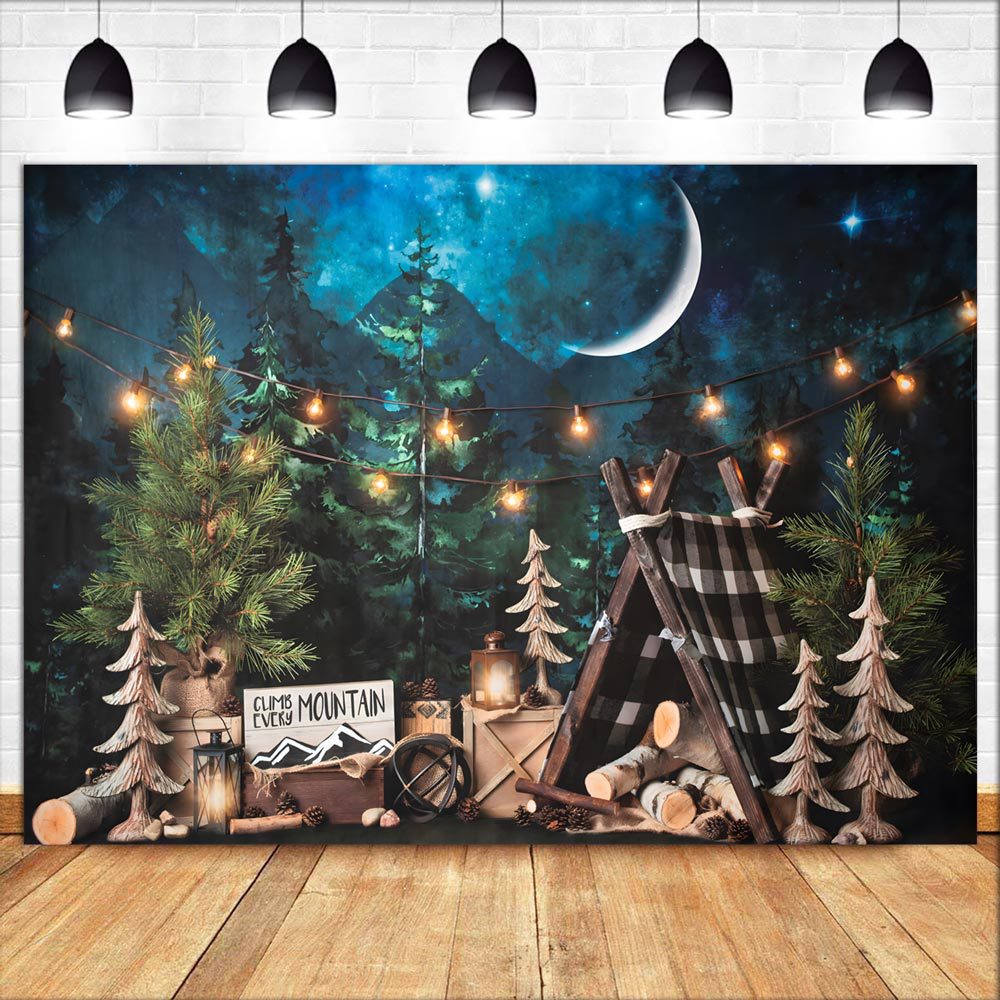 Tapeçaria Suspensa Na Parede Camping Night Forest Mountain Tent
