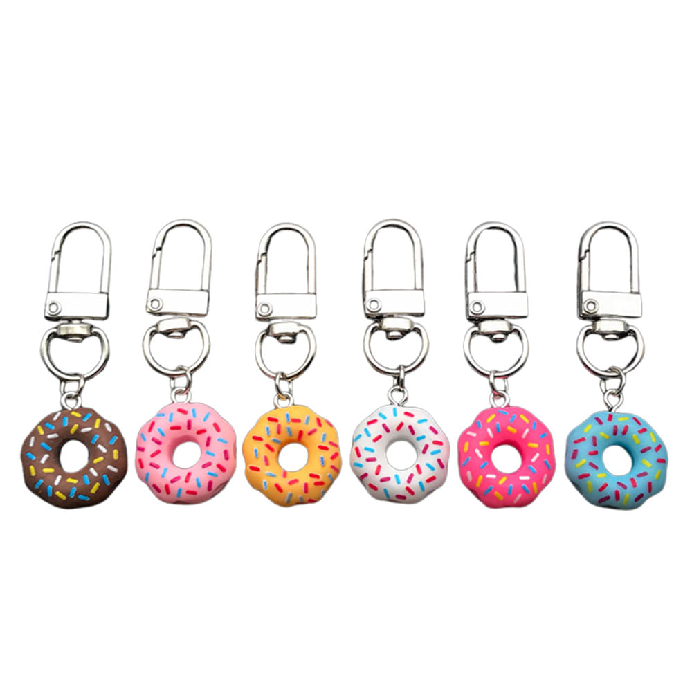 Conjunto De Chaveiros Donut, Pacote Com 6 Para Mulheres E Homens, Resin Doug