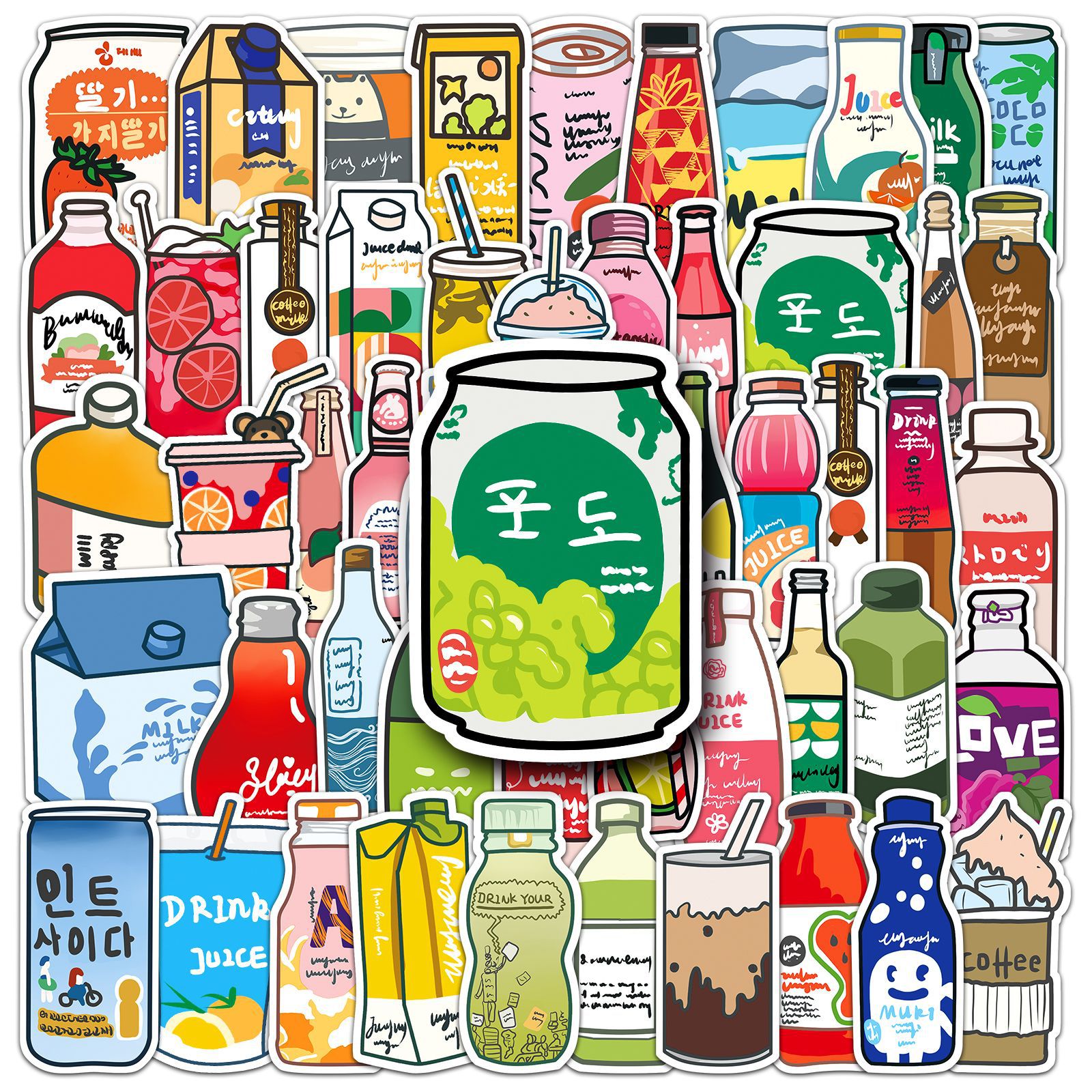 Conjunto De Adesivos, Decalques De Vinil À Prova D'água Para Garrafas De Bebidas, 50 Unidades