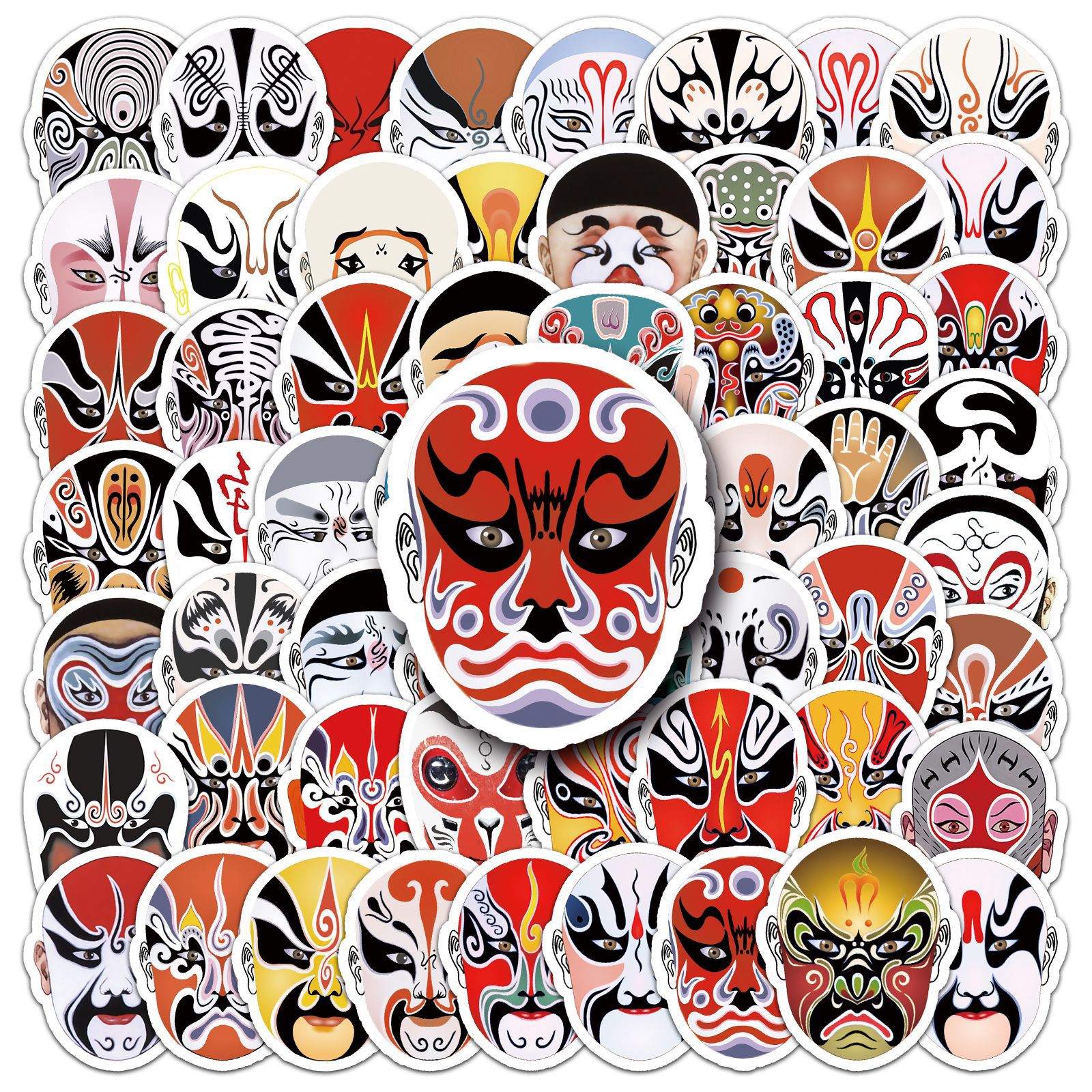 Adesivos Peking Opera Face Máscara Chinesa Tradicional X50