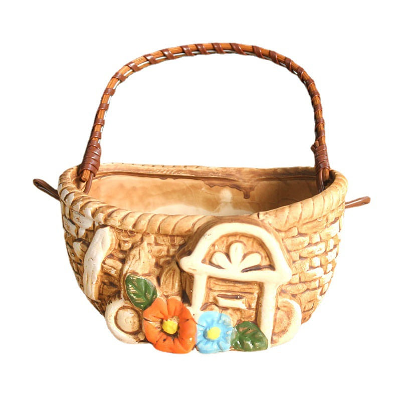 Cesta De Cerâmica Flowerpot Style Creative Brown 50cm