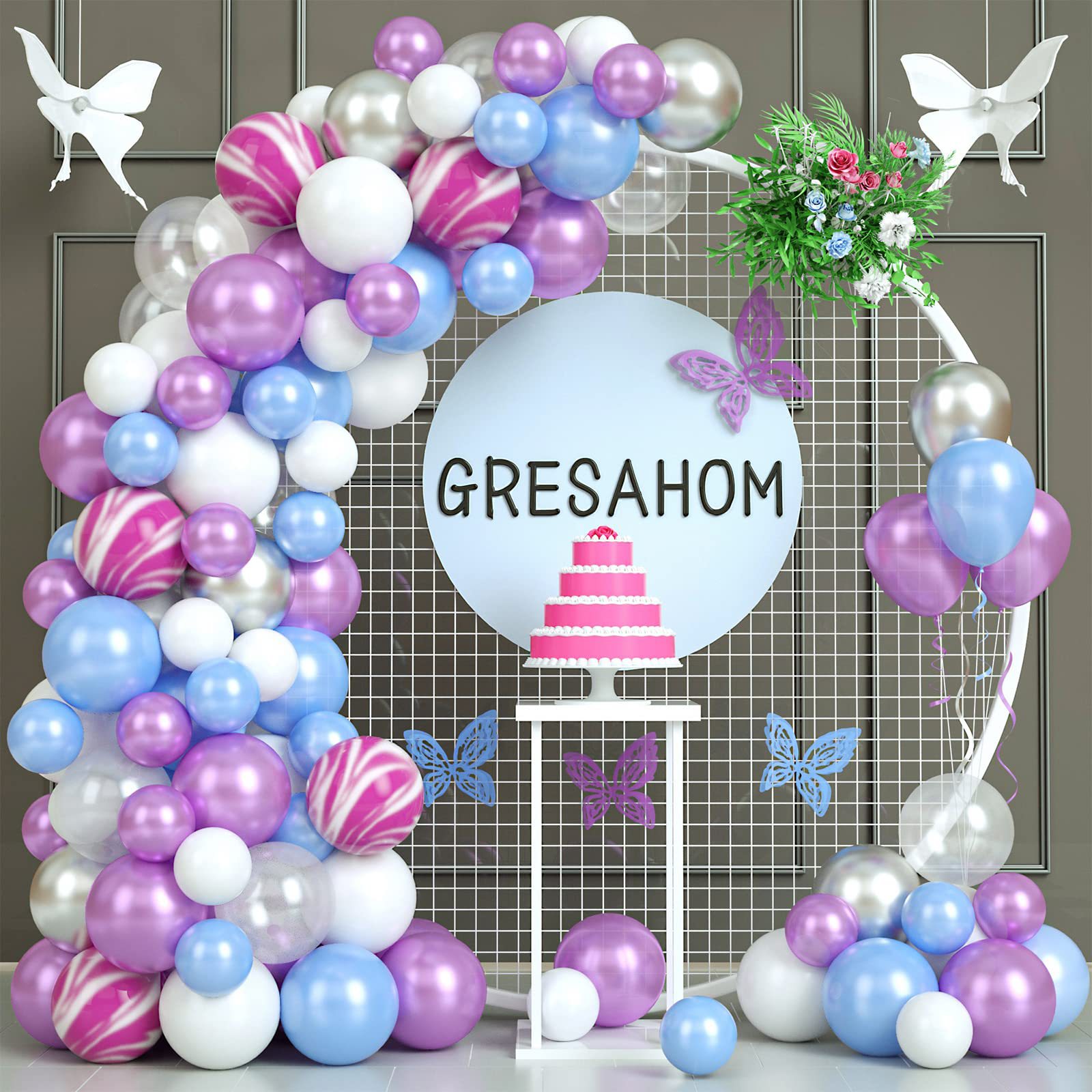 Kit Balloon Garland Arch 85 Unidades Com Tema De Sereia Roxa
