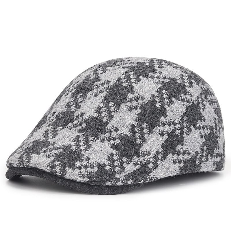 Cap Flat Houndstooth Gatsby Newsboy Wool Blend Para Homens
