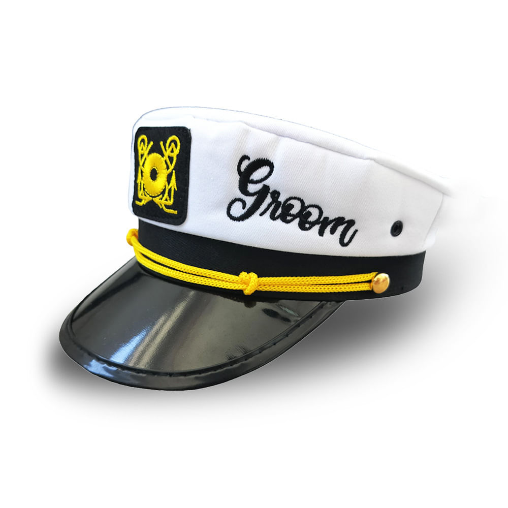 Boné Groom Azul Marinho Com Texto Bordado Do Noivo Em Branco