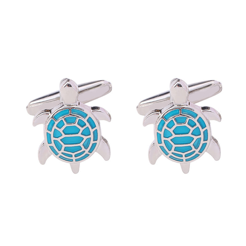 Cufflinks Cute Turtle Turquoise Enamel Alloy Para Homens