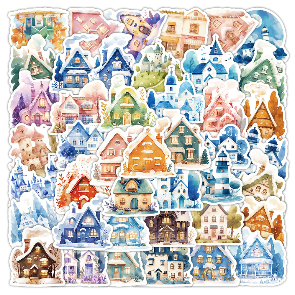 Pacote De Adesivos Fairy Tale Cottage &amp; Castle 54 Unidades Para Crianças