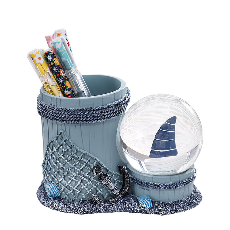 Porta-canetas Creative Resin Com Crystal Ball Light Nautical
