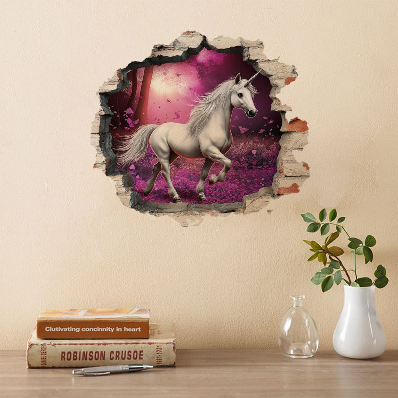 Adesivo De Parede Aquarela Unicorn Magical Fantasy 55x50cm