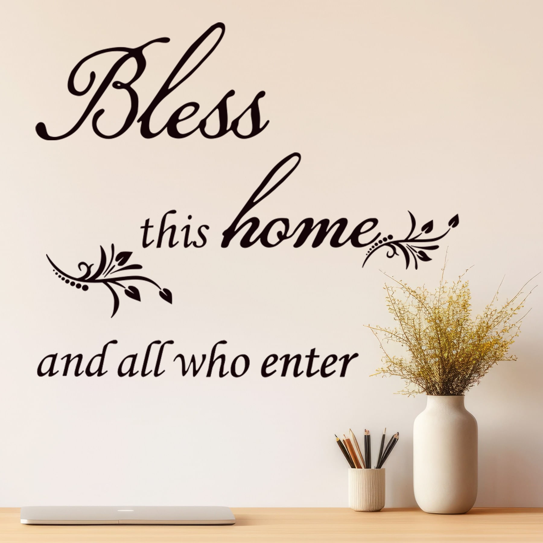 Adesivo De Parede Bless This Home And All Who Enter 28,5x60 Cm
