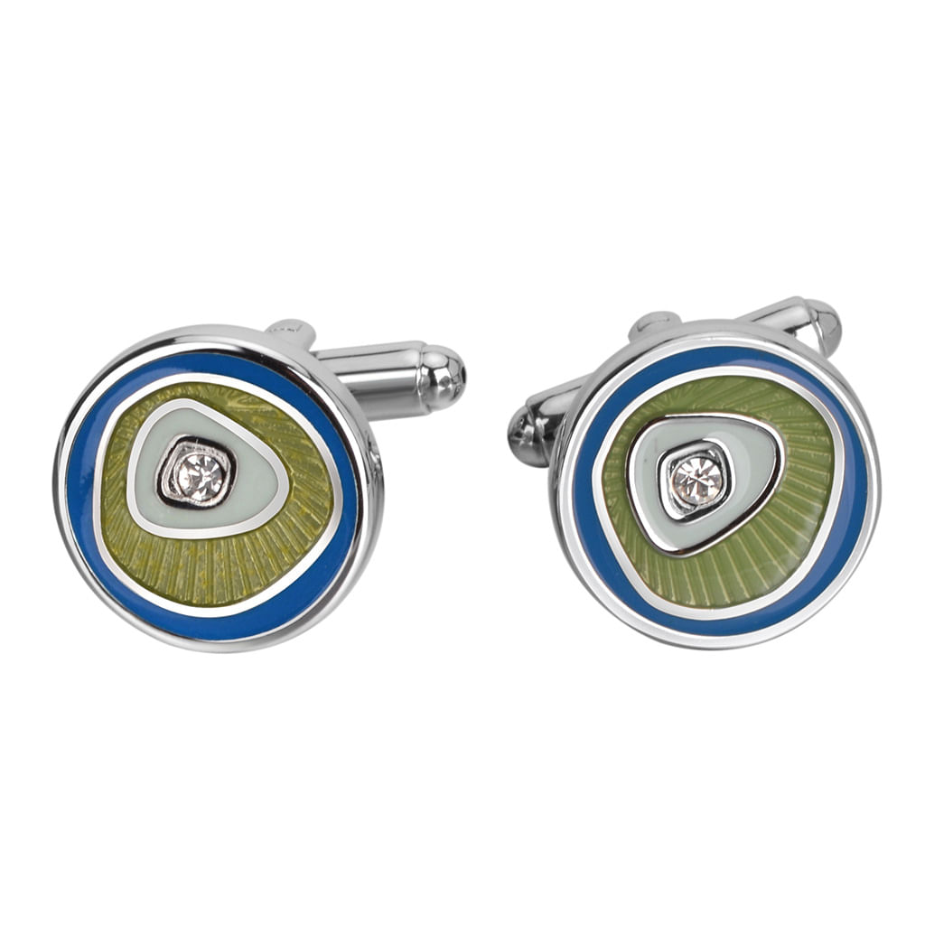 Cufflinks, Elegante, Multicolorido, Esmalte Redondo Para Homens