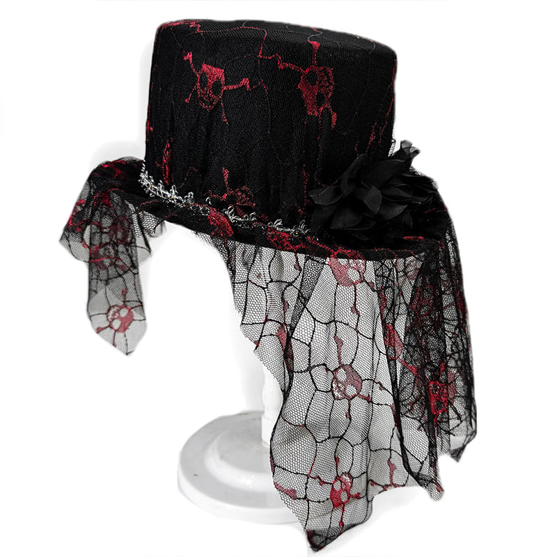 Top Hat Black Skeleton Lace Lincoln Para Festa De Halloween