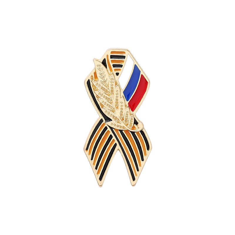 Brooch Pin Ribbon Wheat Listred Enamel Design Alloy