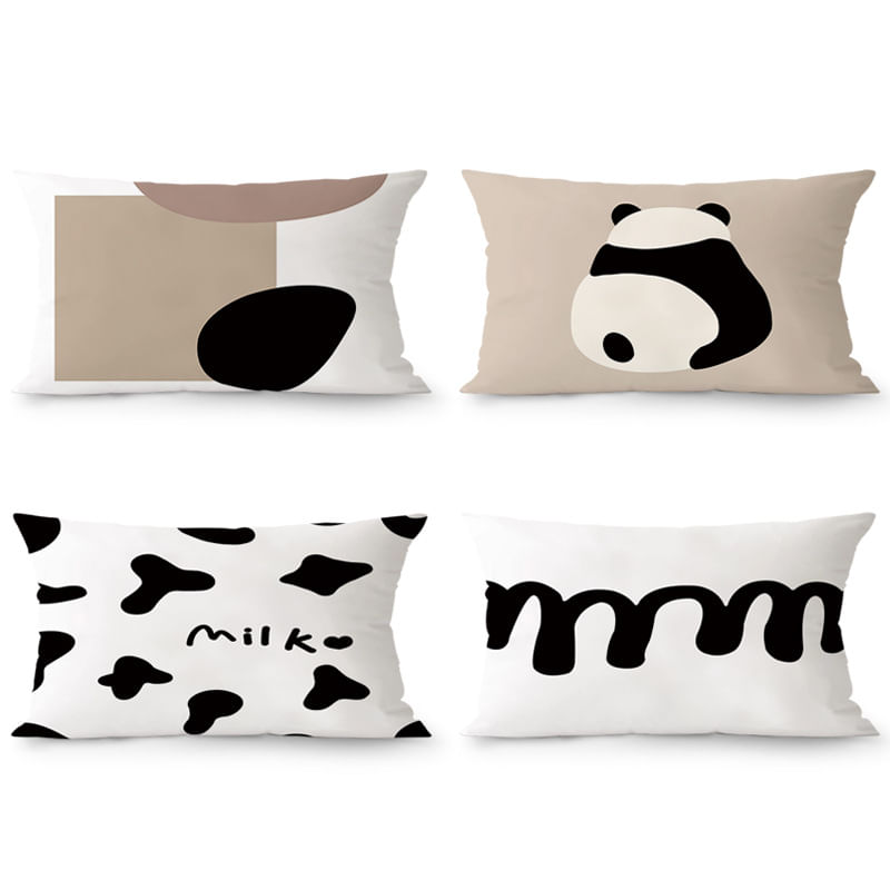 Fronha Nordic Abstract Panda Pattern Velvet 40x60cm