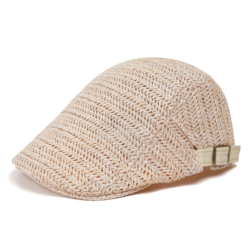 Cap Straw Flat Unissex Ajustável Em Espinha De Peixe 80g