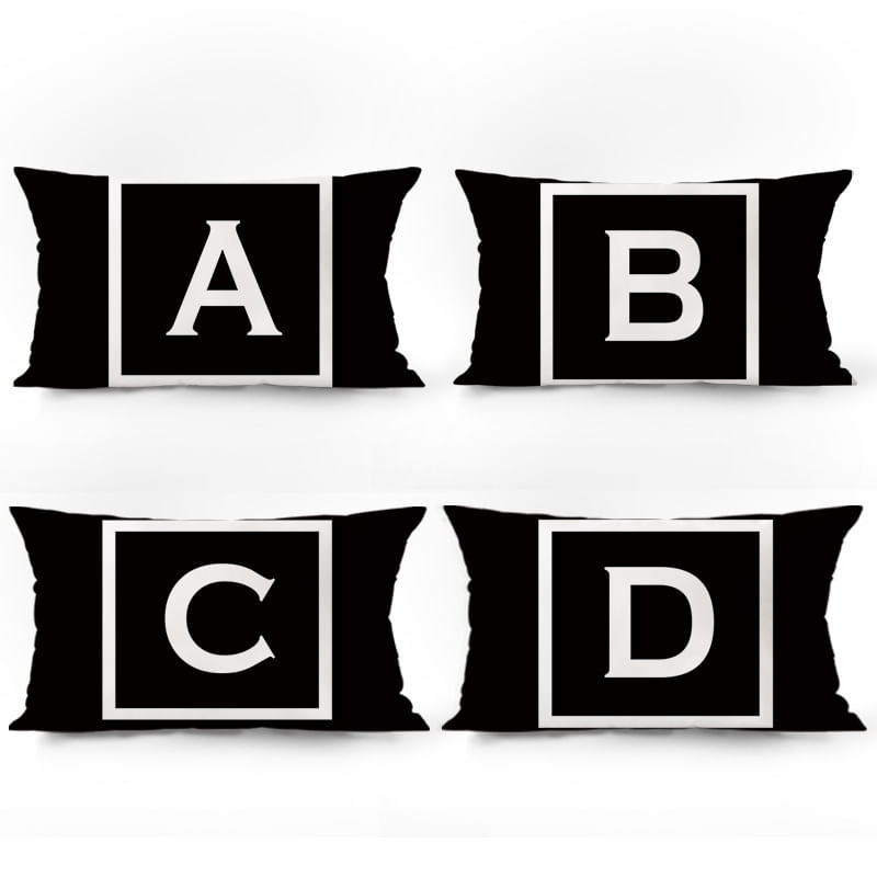 Conjunto De Fronhas Nordic Black And White Letter Plush 40x60cm