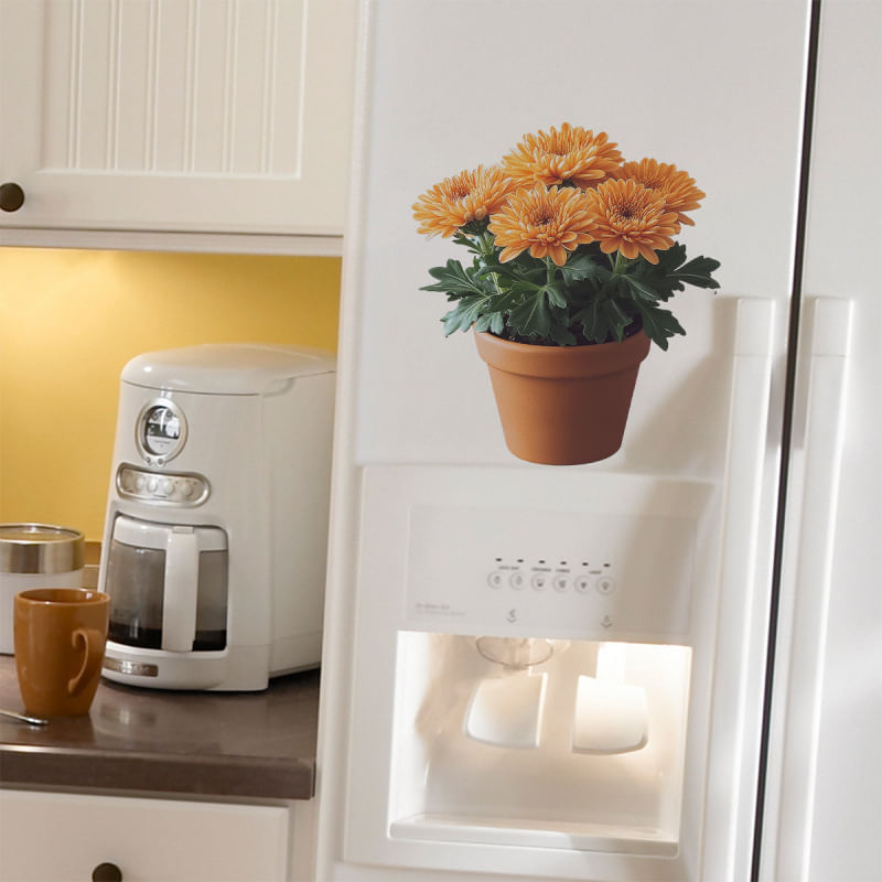 Adesivos De Parede Para Vasos De Flores De Laranja, Plantas Realistas