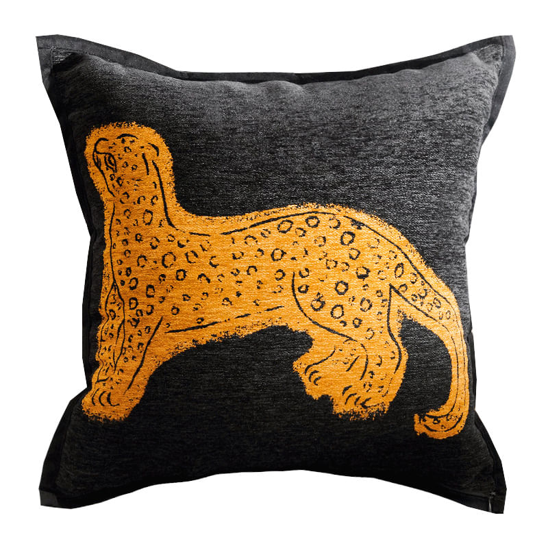 Capa De Travesseiro De Luxo Com Estampa De Leopardo Vintage Dourada Preta
