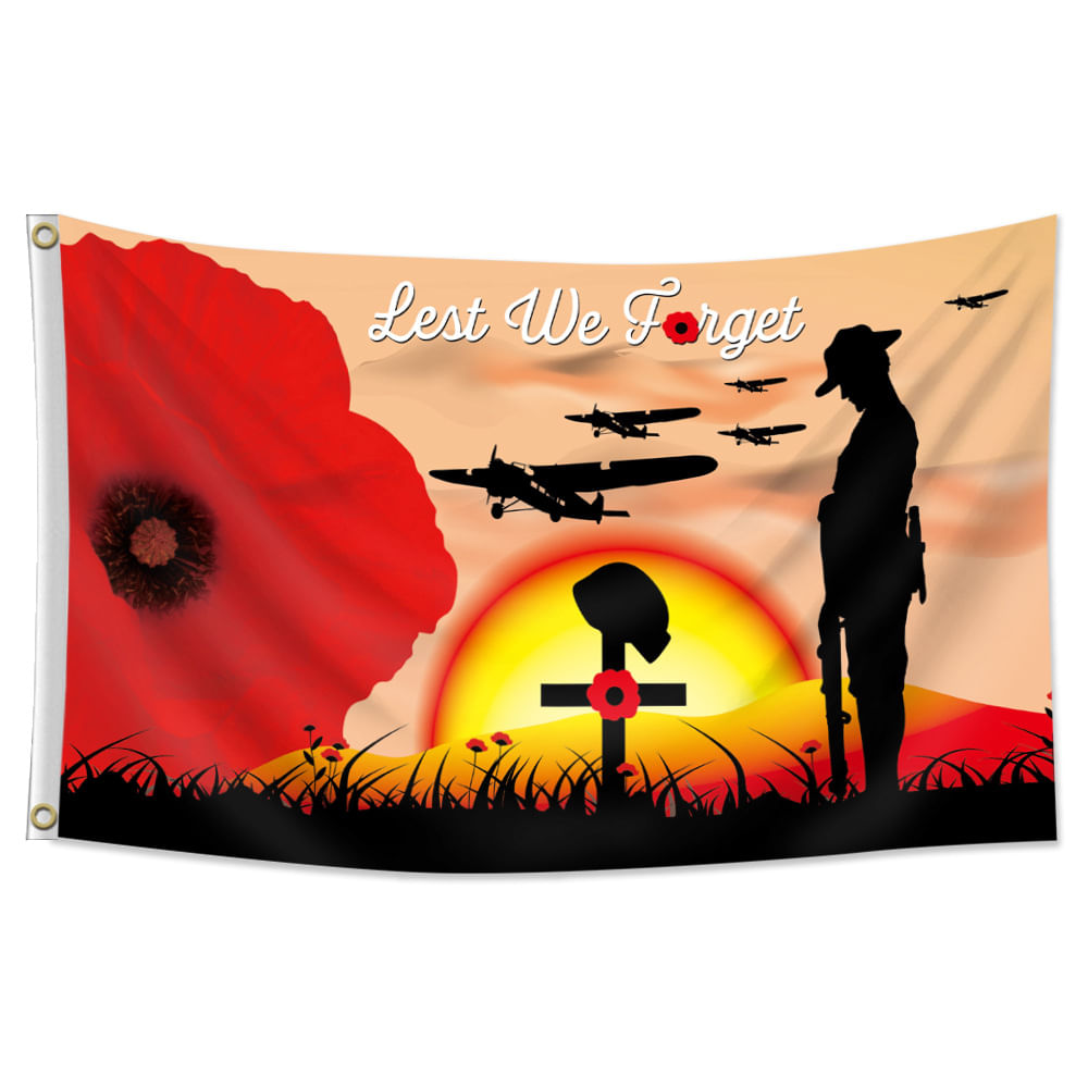 Flag Lest We Forget Memorial 150x90cm De Poliéster Premium