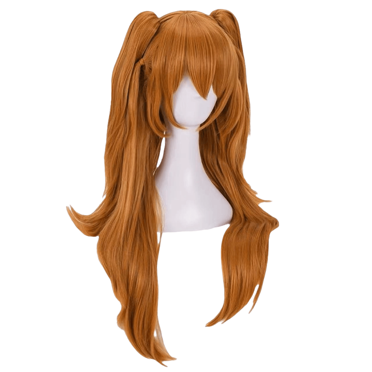 Peruca De Cosplay Auburn De 55 Cm De Comprimento Com Cauda Dupla Com Franja Sintética