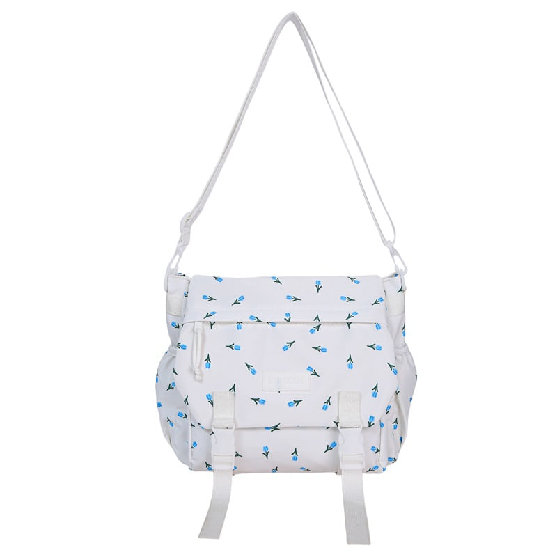 Bolsa Messenger Em Tela De Estilo Coreano Com Estampa Floral