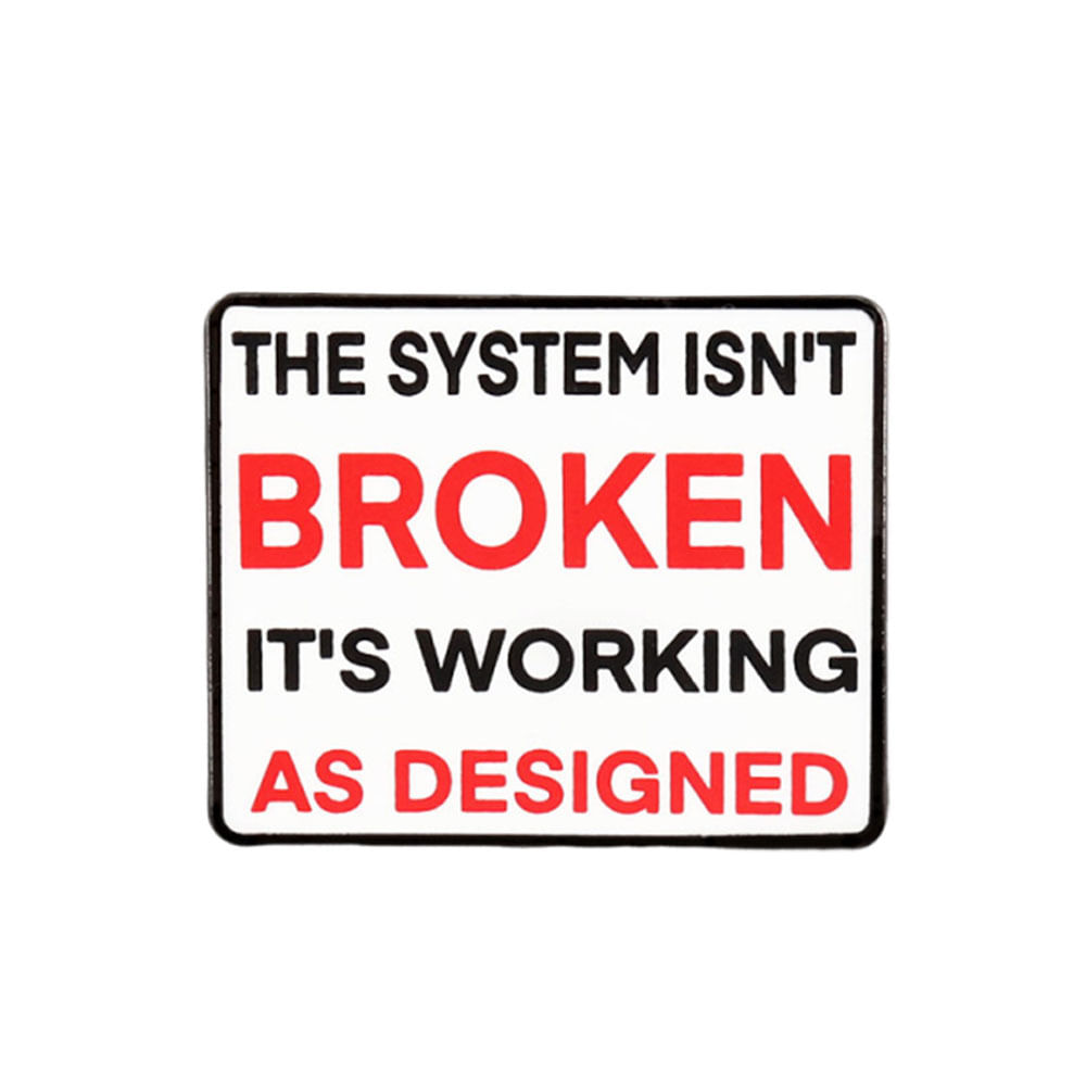 Brooch Funny System Quote Alloy Enamel Blouse Pin 2,7 X 2,2 Cm