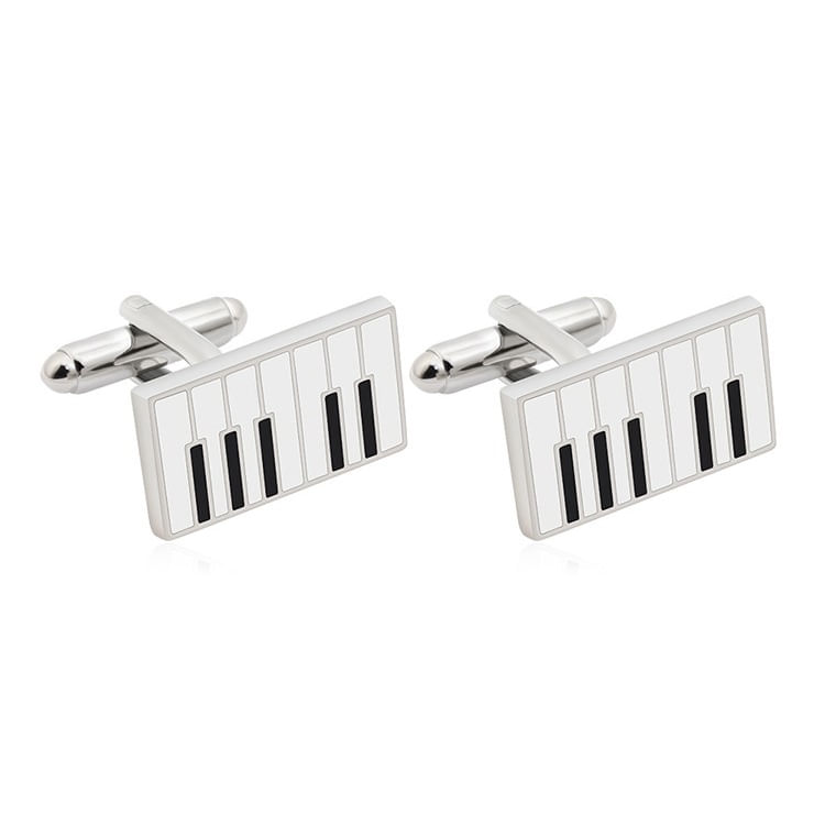 Teclado De Piano Cufflinks Para Homens Em Liga Leve